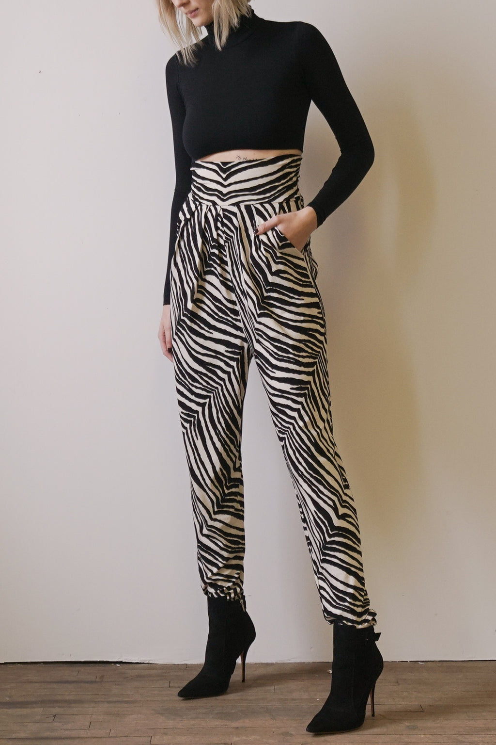 Exclusive Zebra Print Pin Leg Pants