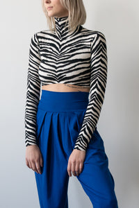 Exclusive Zebra Print Cropped Turtleneck